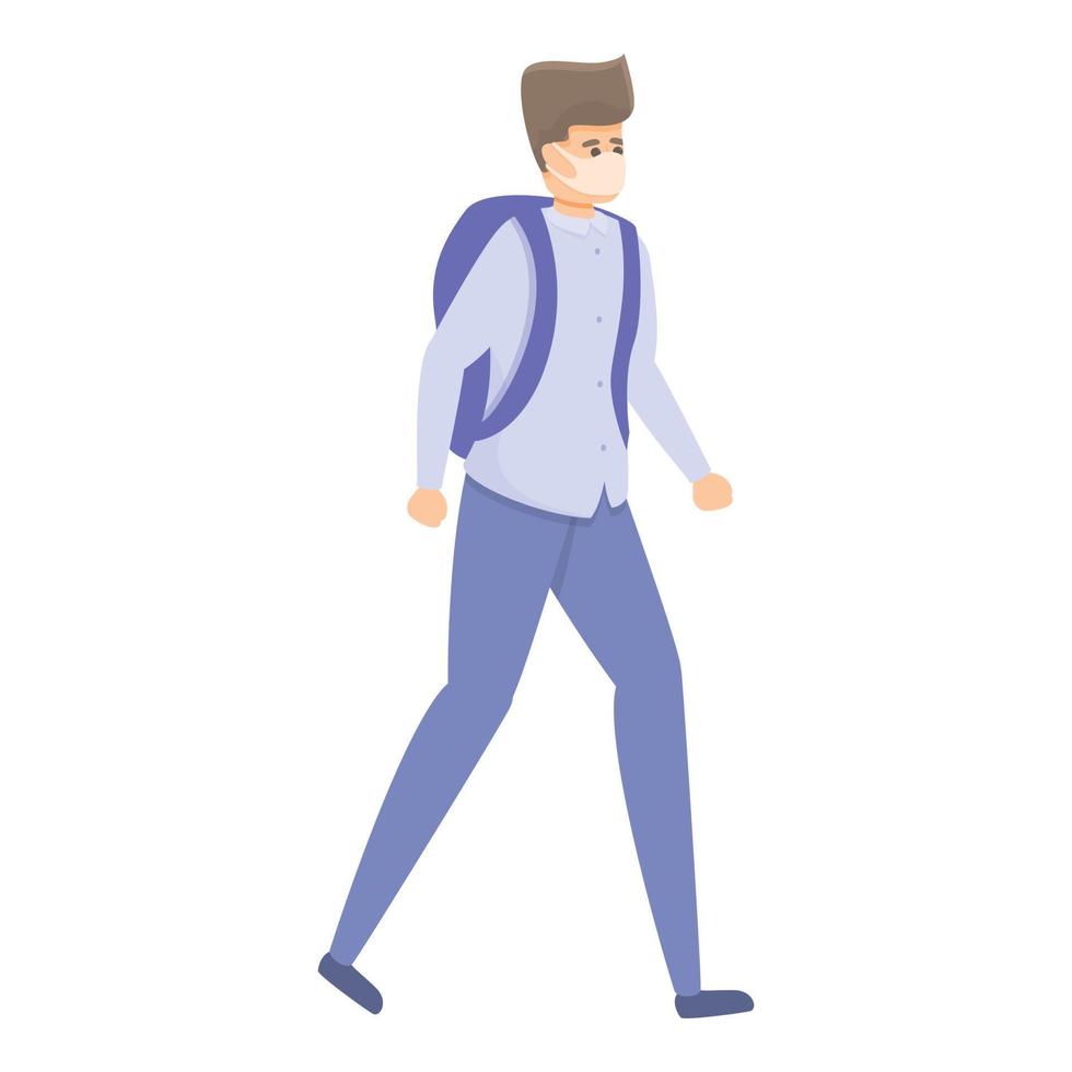 Quarantine school first day icon, cartoon style vector