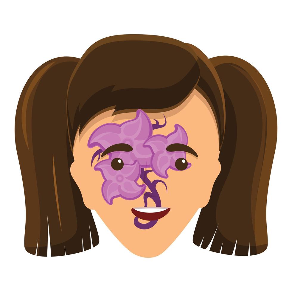 Face painting flower icon, cartoon style vector