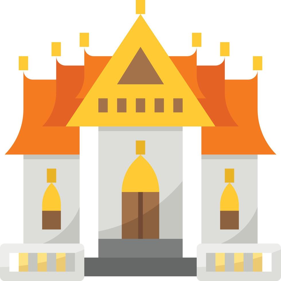 templo religioso monje tailandia edificio - icono plano vector