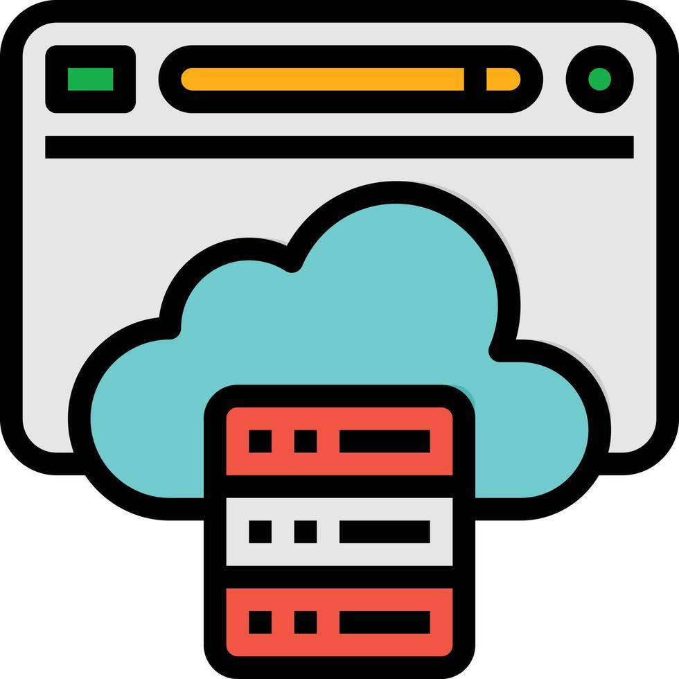 cloud hosting website database seo - filled outline icon vector