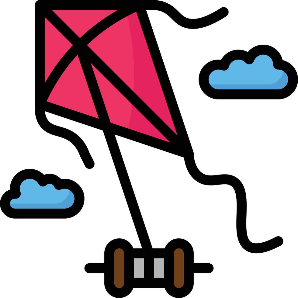 kite diamond flying toy entertainment - filled outline icon vector