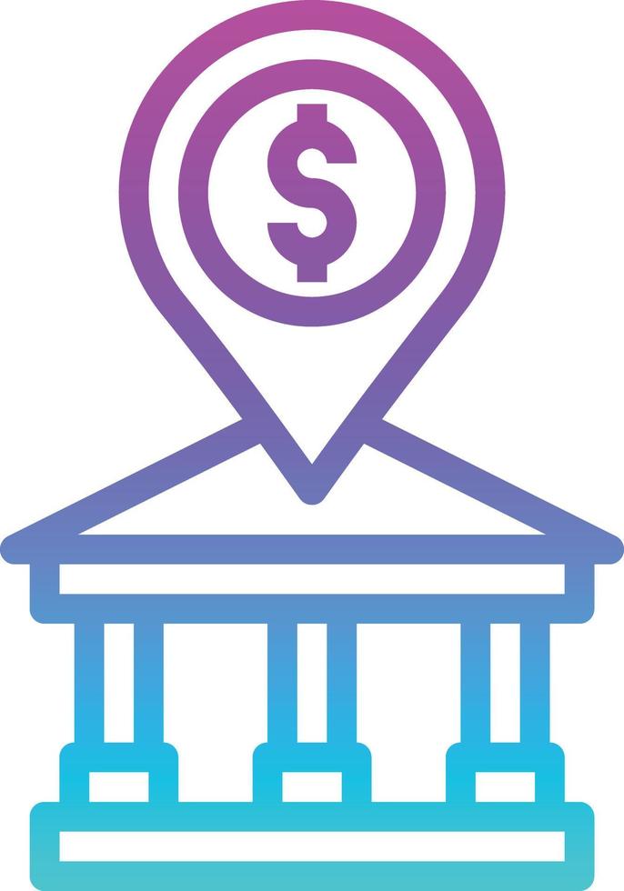 location bank money place banking - gradient icon vector