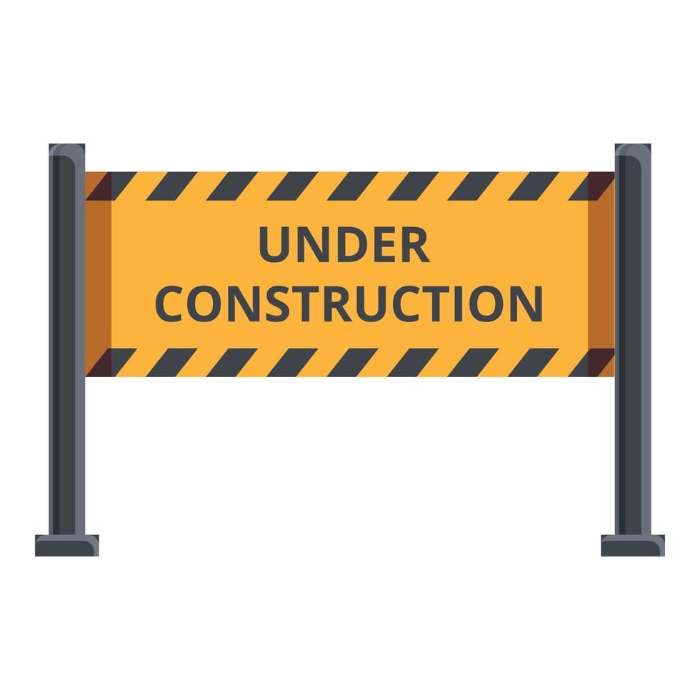 Under construction barrier icon, cartoon style vector