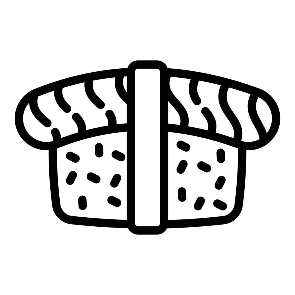 Rice fish sushi roll icon, outline style vector