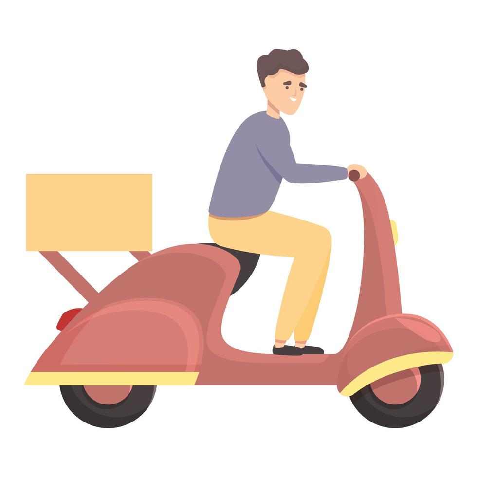 Pizza delivery icon cartoon vector. Scooter man 14359104 Vector Art at  Vecteezy
