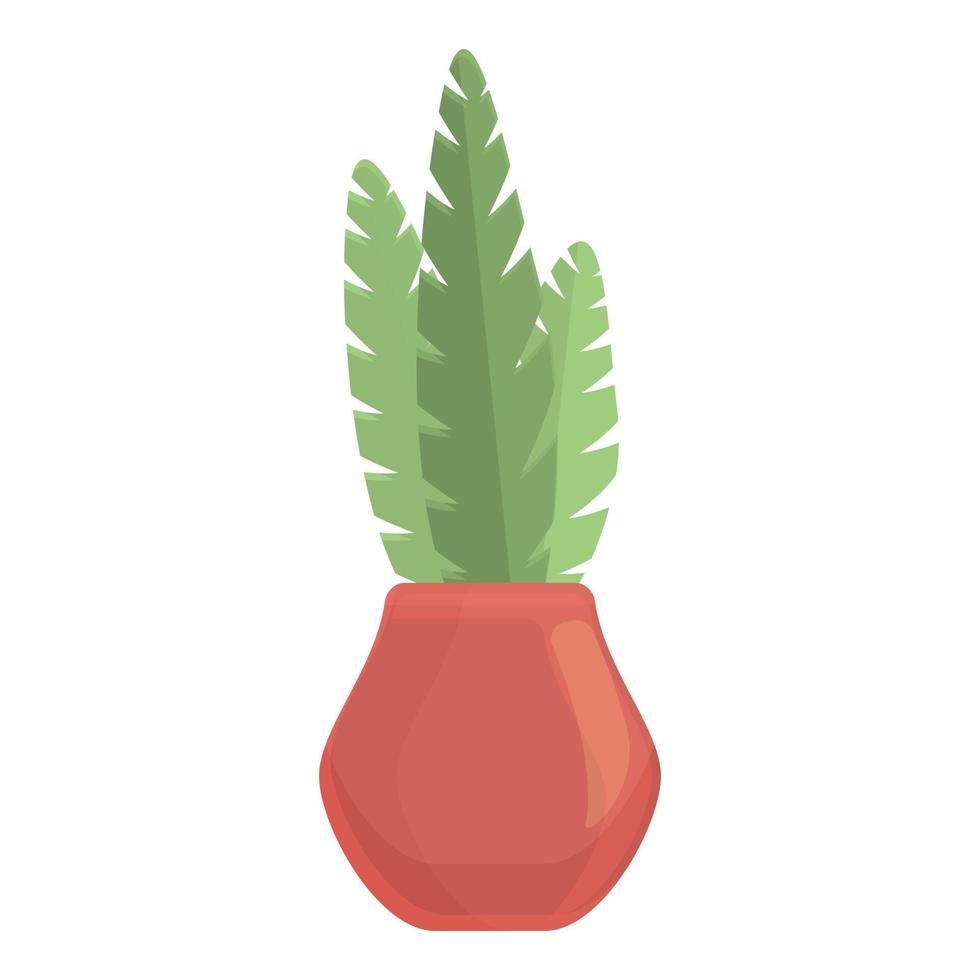 icono de maceta de planta tropical de hoja, estilo de dibujos animados vector