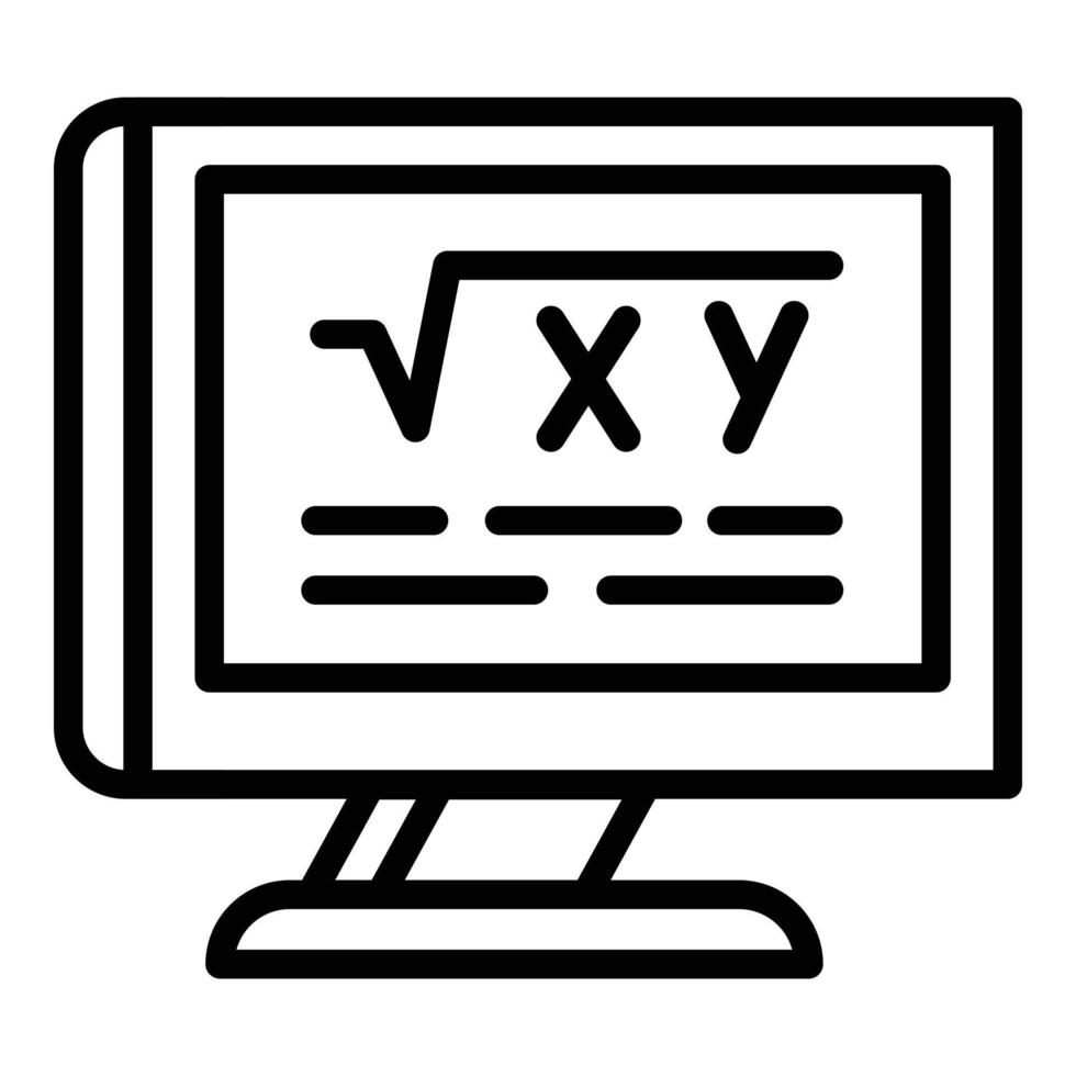 School computer monitor icon, outline style vector