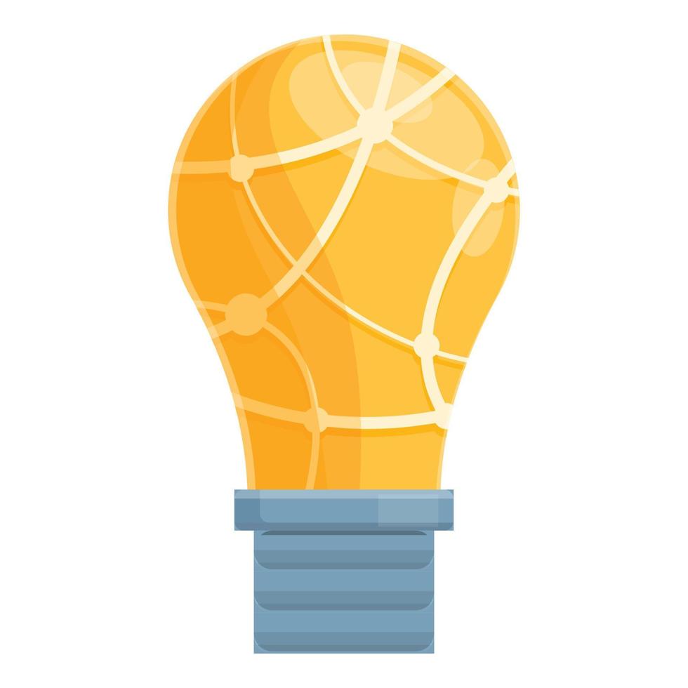 Smart lightbulb think icon, cartoon style vector