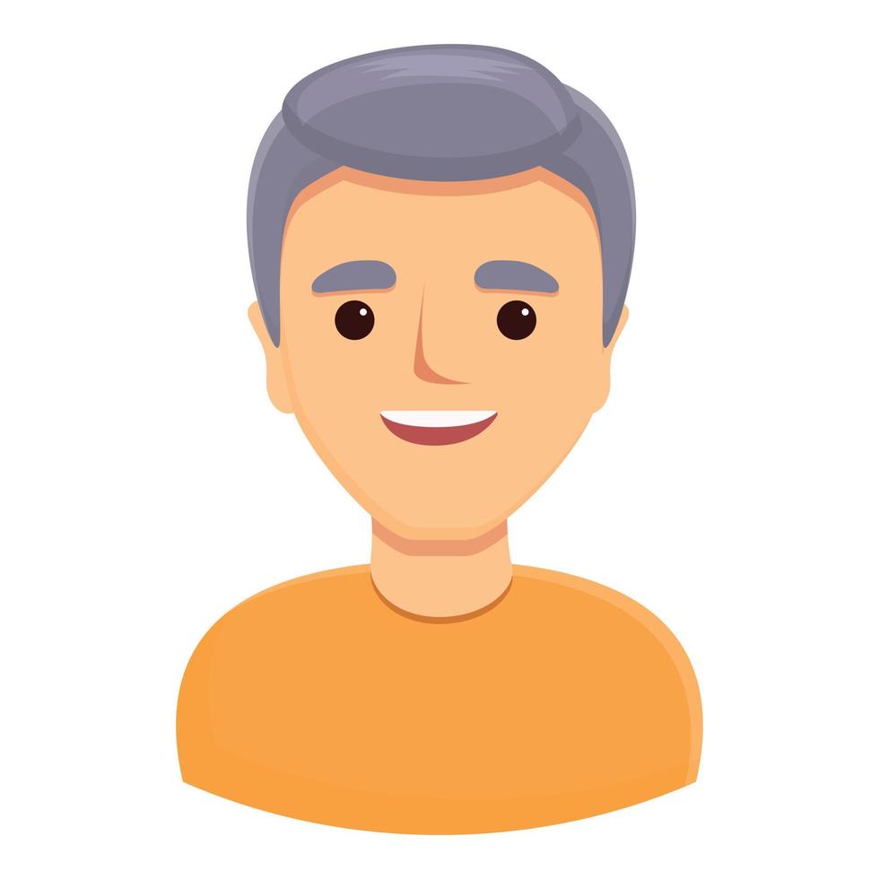 Gray haired man icon, cartoon style vector