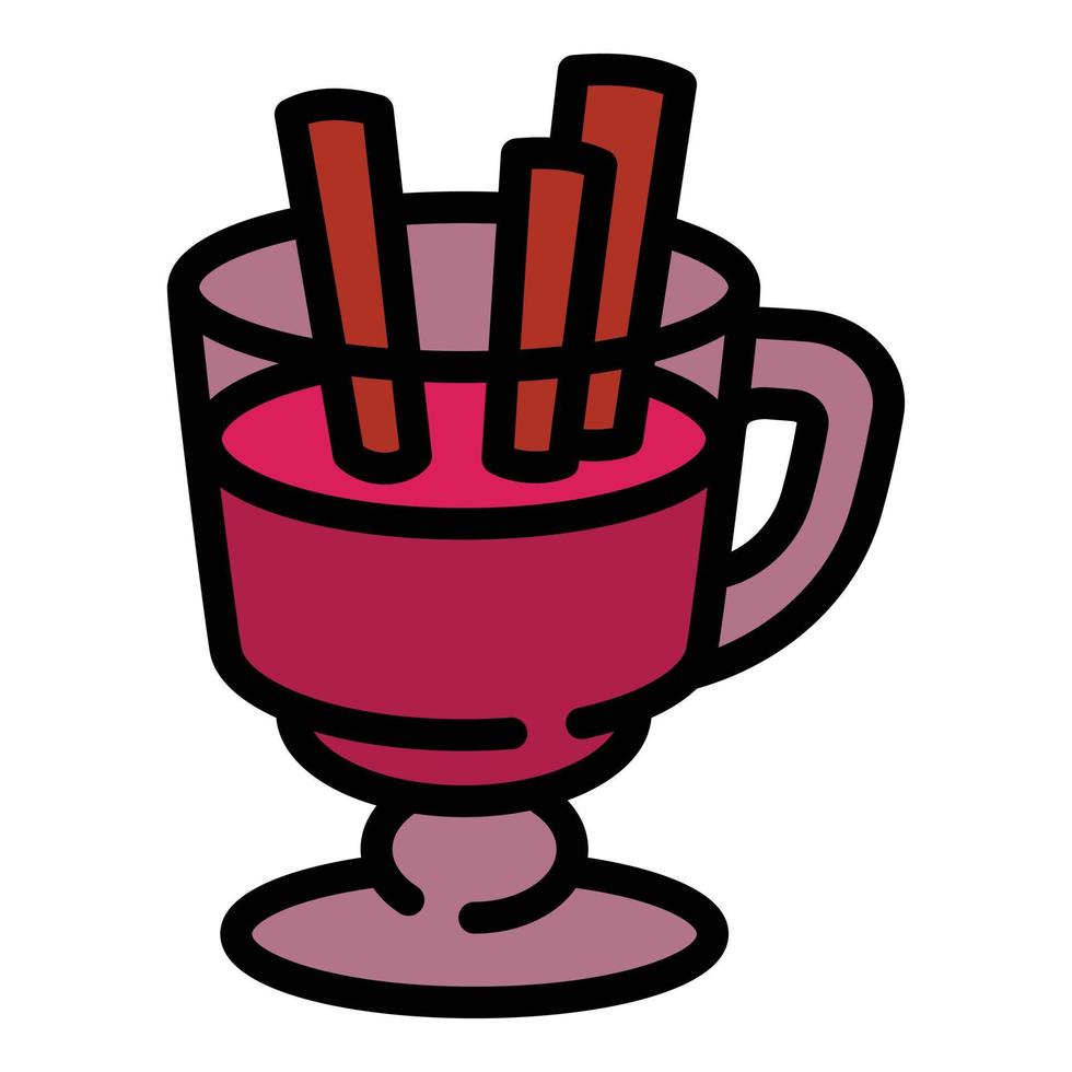 Mulled wine glass icon, outline style vector