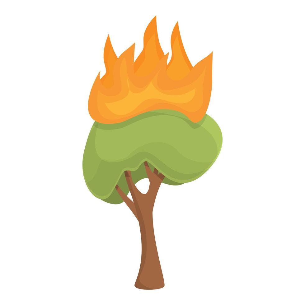 Burning tree icon, cartoon style vector