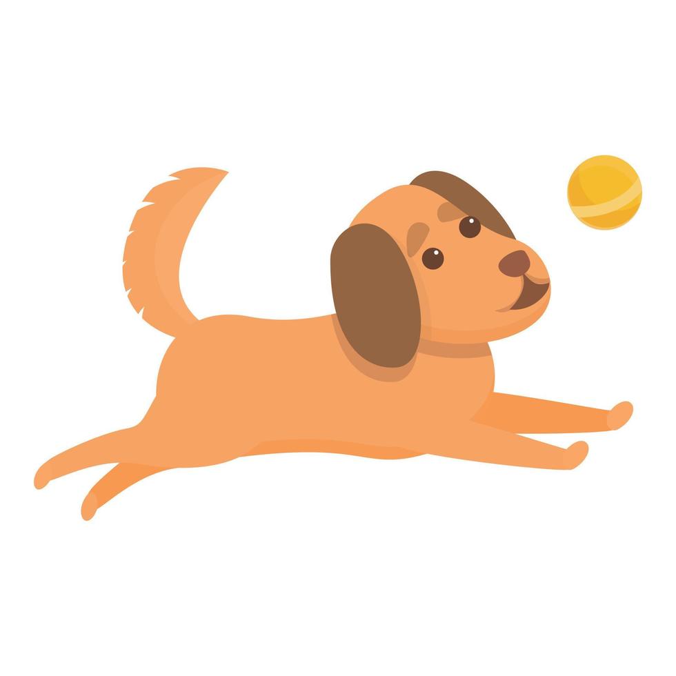 icono de bola de juego de perro juguetón, estilo de dibujos animados vector