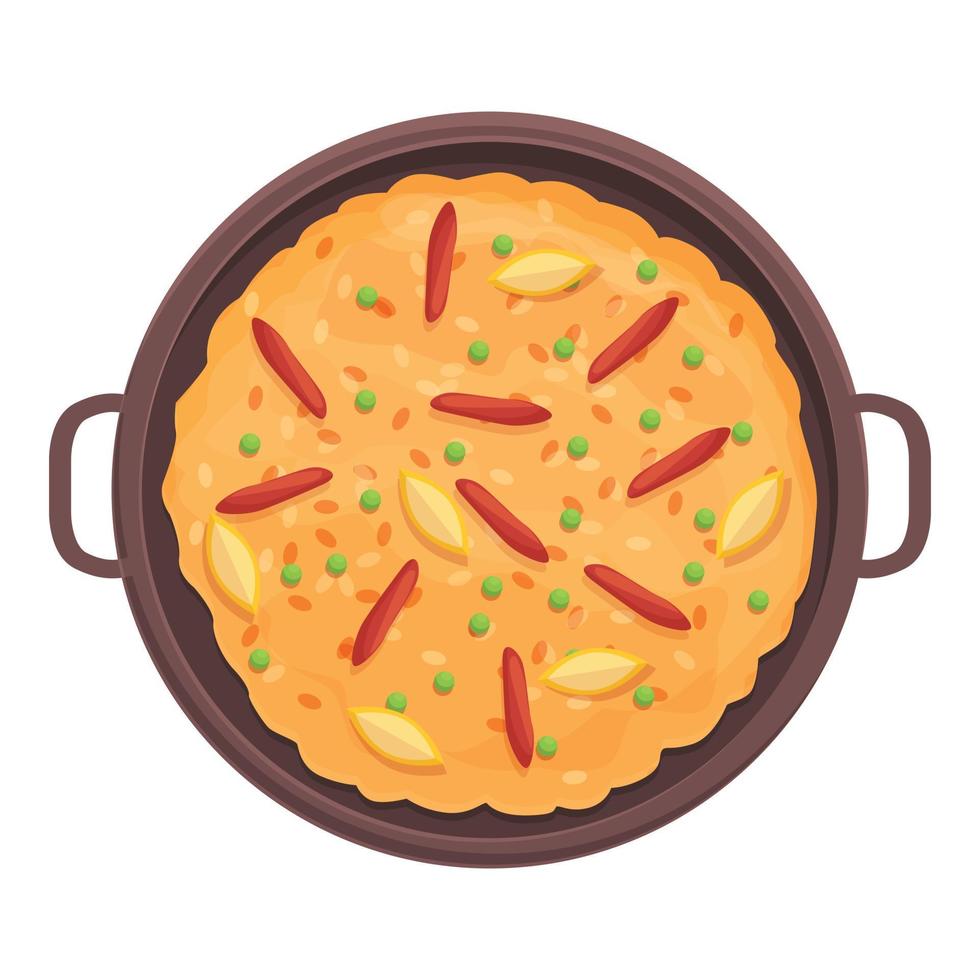 vector de dibujos animados de icono de pescado de paella. Cocina española