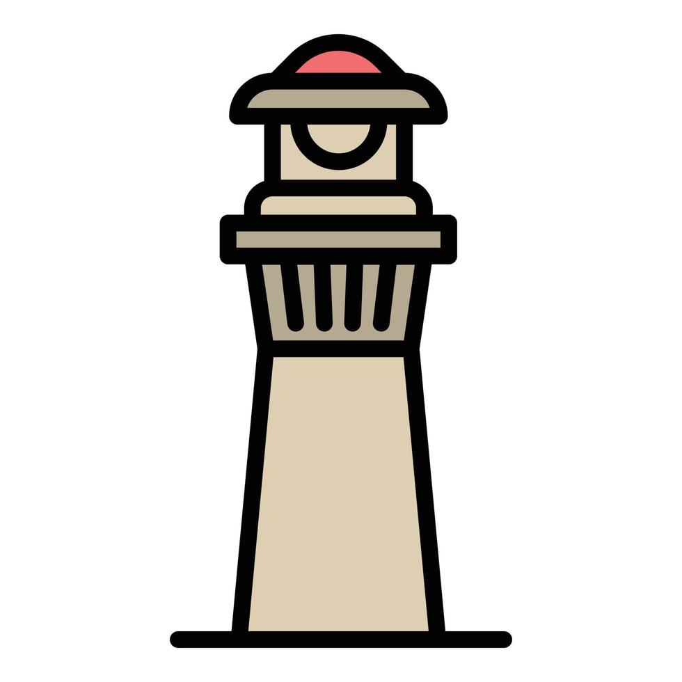 icono del faro del puerto, estilo de esquema vector