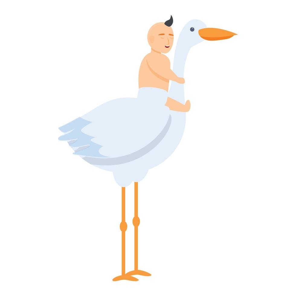 Stork baby icon, cartoon style vector