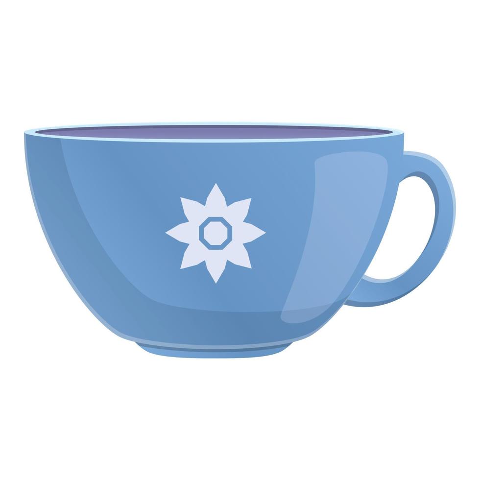 Flower mug icon, cartoon style vector