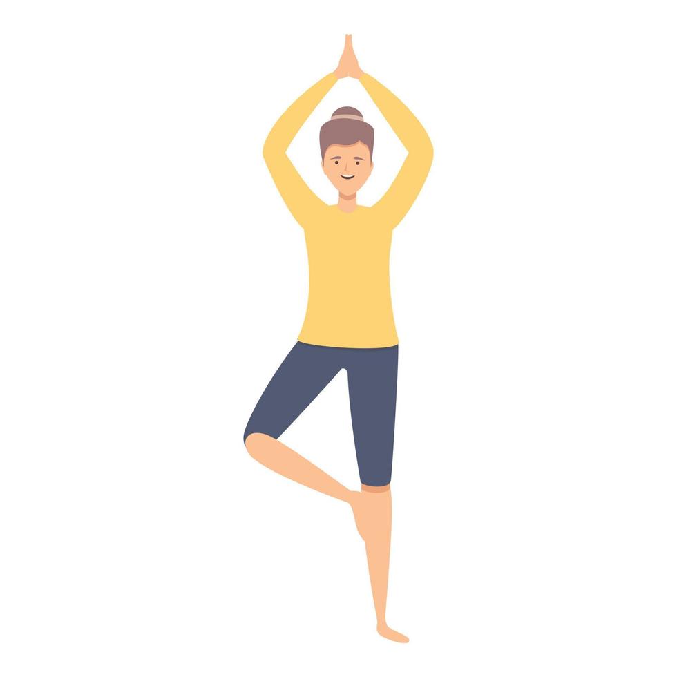 Morning yoga icon cartoon vector. Sport exercise vector