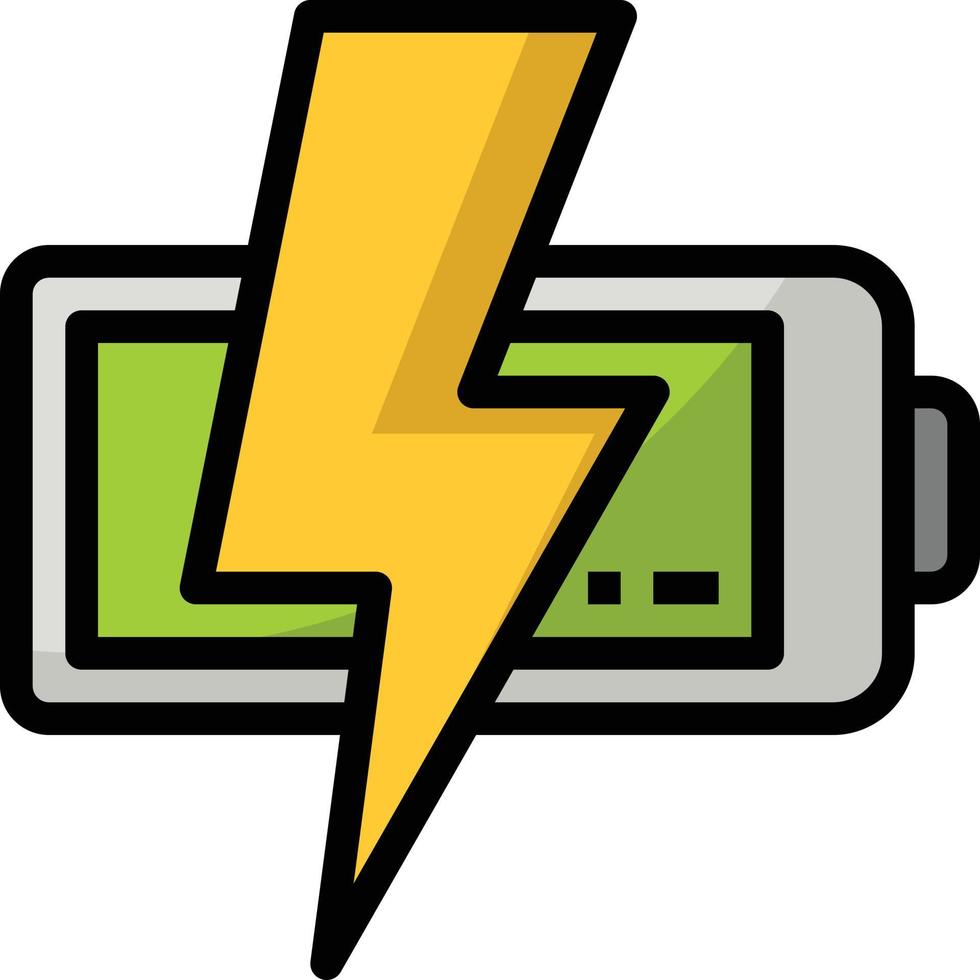 charging battery power lighting ecology - filled outline icon vector