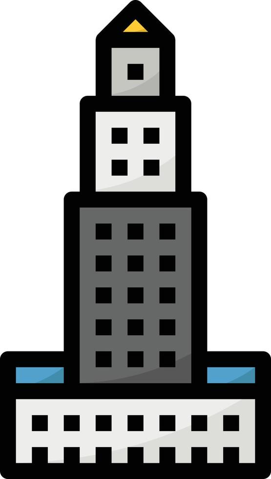 tower hotel skyscraper town building - filled outline icon vector