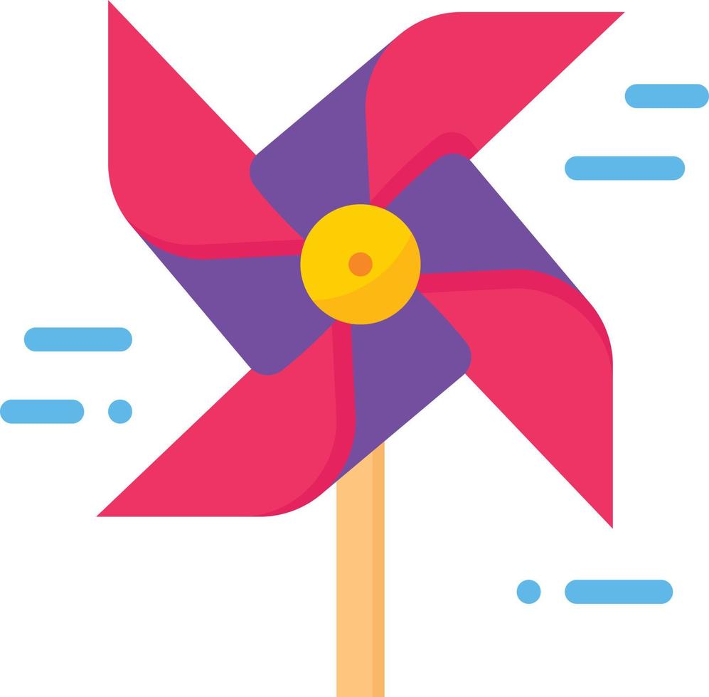 pinwheel wind windmill toy entertainment - flat icon vector