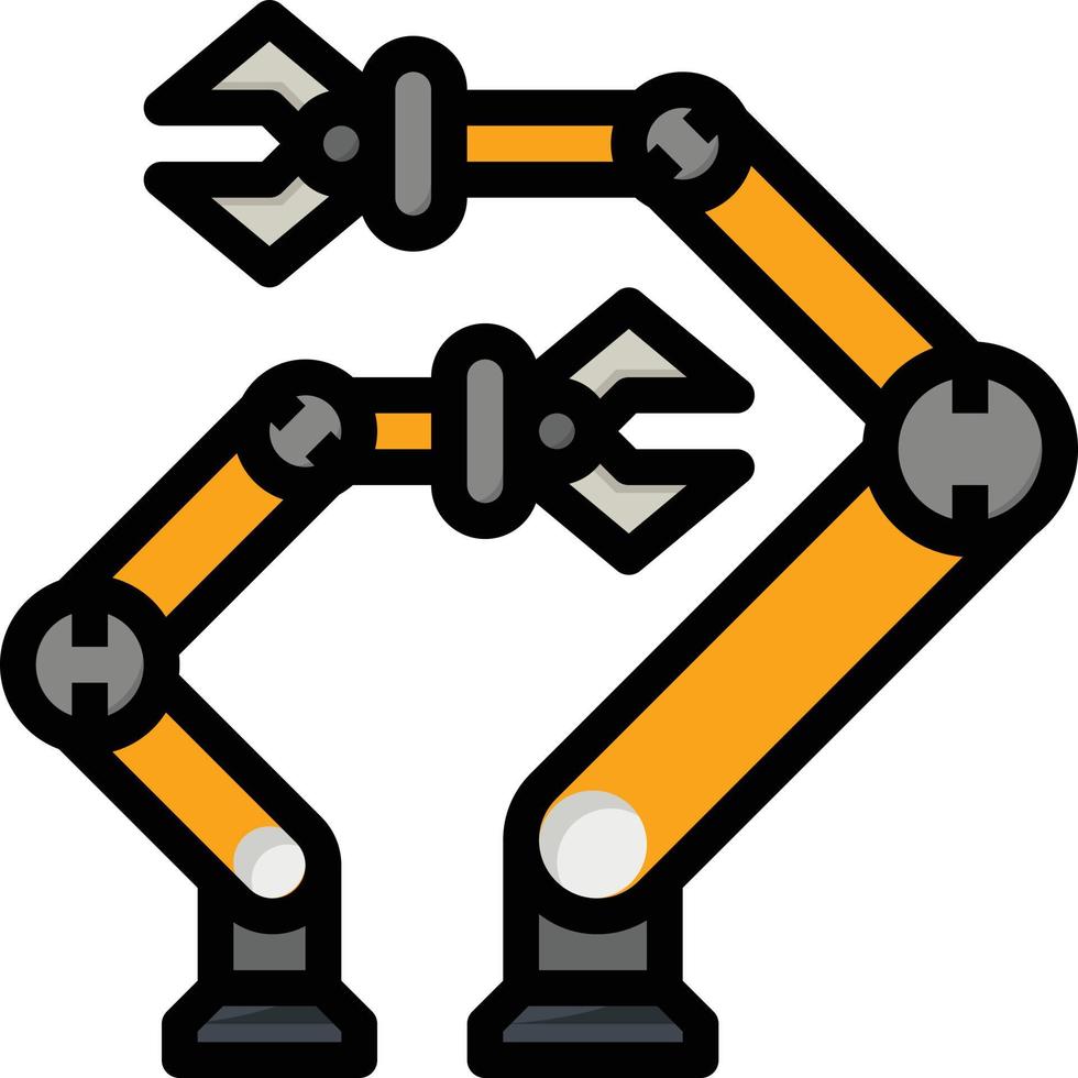 brazos de robot ai inteligencia artificial - icono de contorno lleno vector