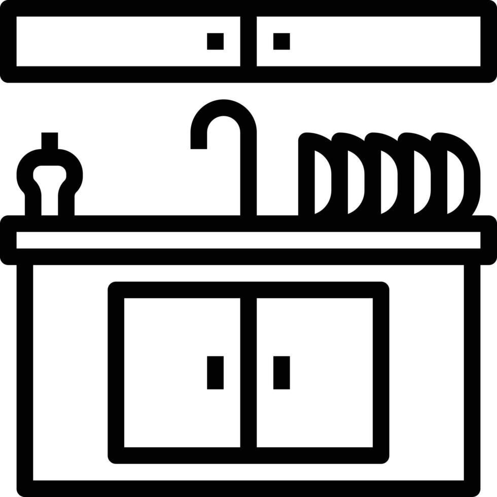 sink wash cleaning water kitchen - outline icon vector