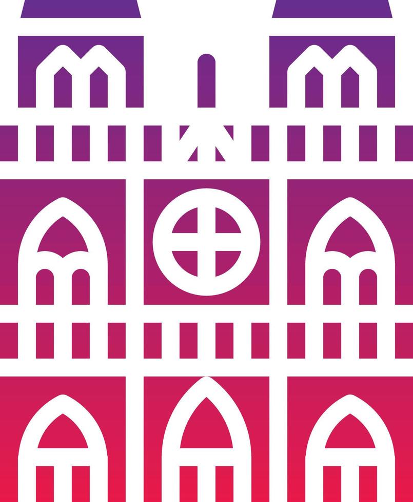 notre dame paris francia edificio emblemático - icono de gradiente sólido vector