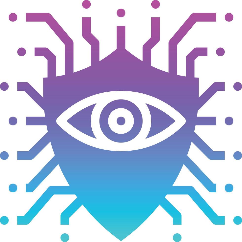 security safety ai artificial intelligence - solid gradient icon vector
