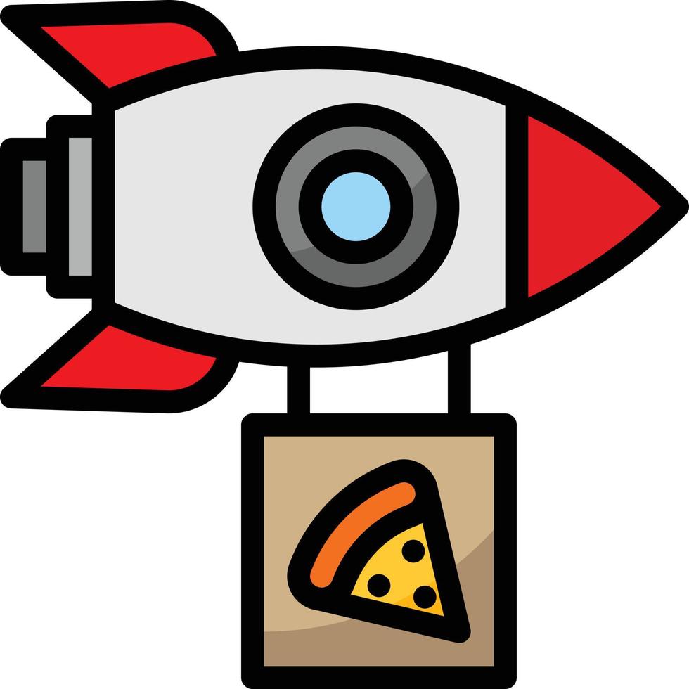 Rocket pizza entrega de comida rápida - icono de contorno lleno vector