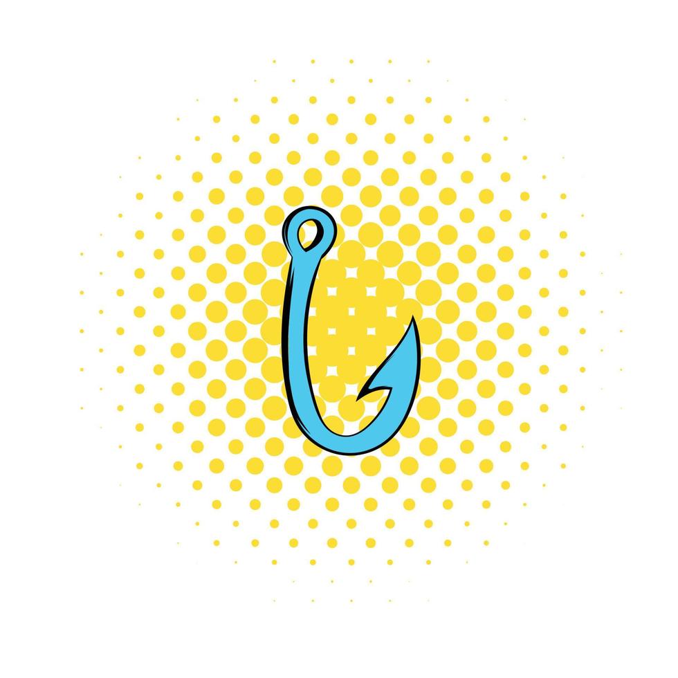 Fishing hook icon, comics style vector