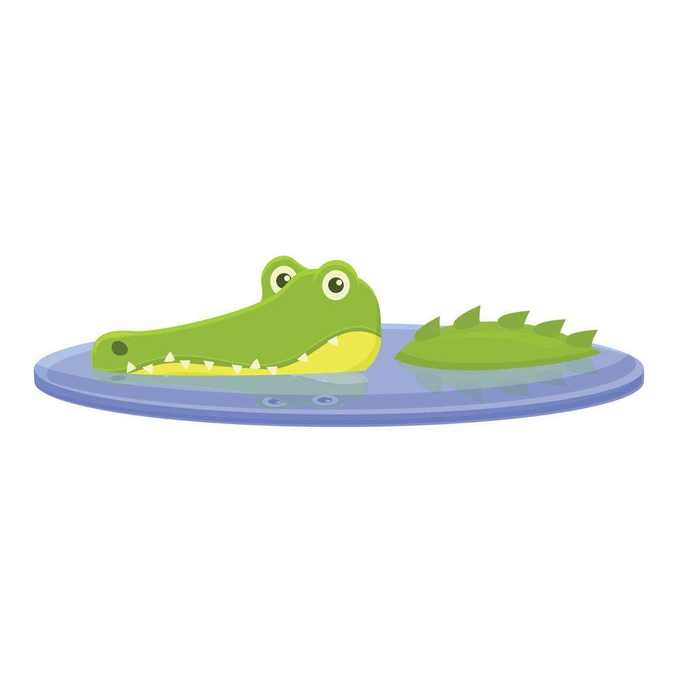 Crocodile in river icon, cartoon style vector