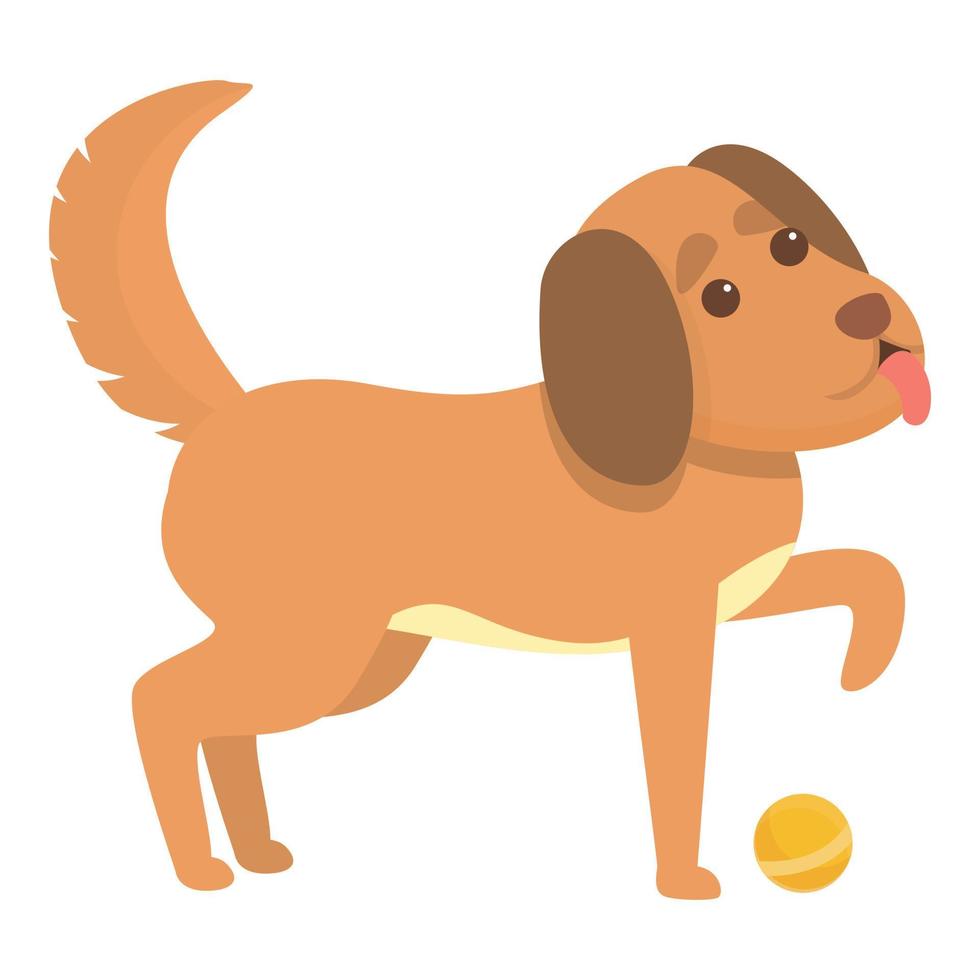 Playful dog with dog icon, cartoon style vector