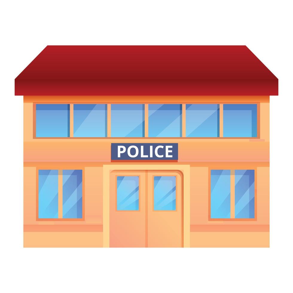 icono de edificio de policía, estilo de dibujos animados vector