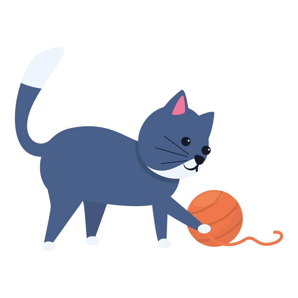 gato jugando icono, estilo de dibujos animados vector