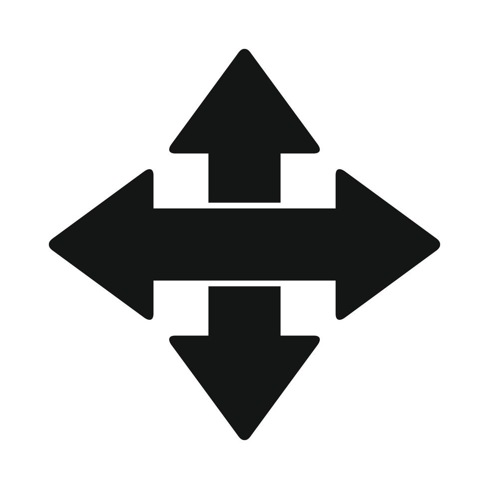 Cross arrows black simple icon vector