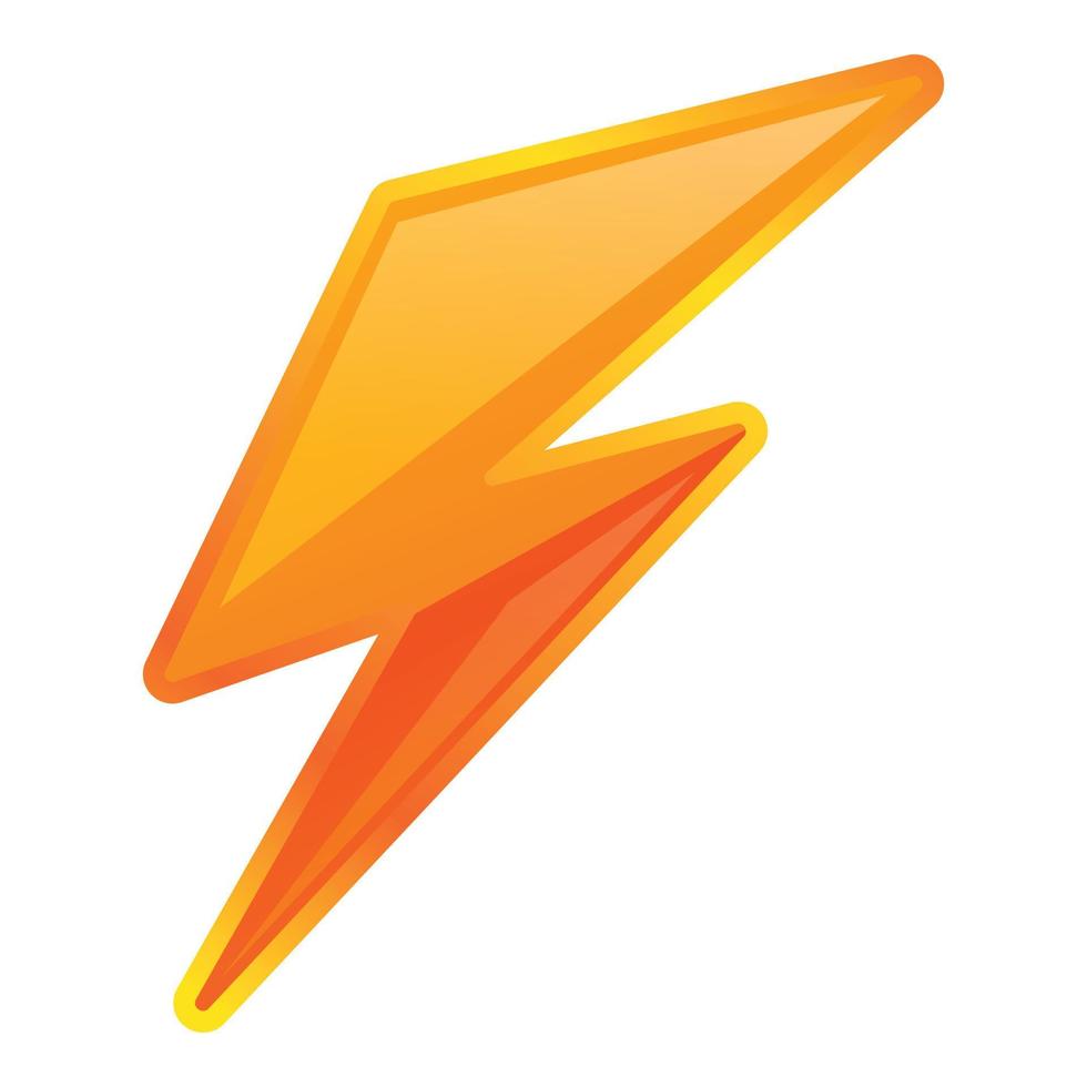 Orange lightning bolt icon, cartoon style vector