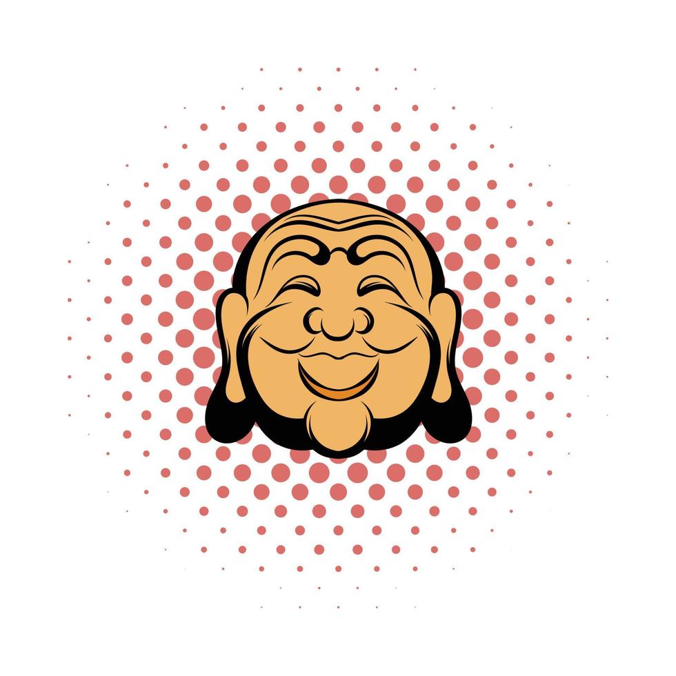 Buddha head comics icon vector