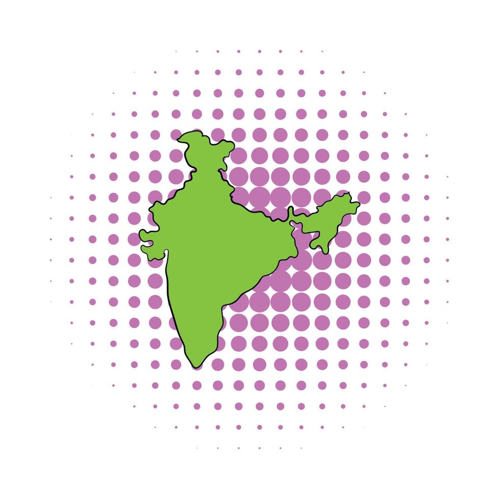 icono de mapa de la india, estilo comics vector