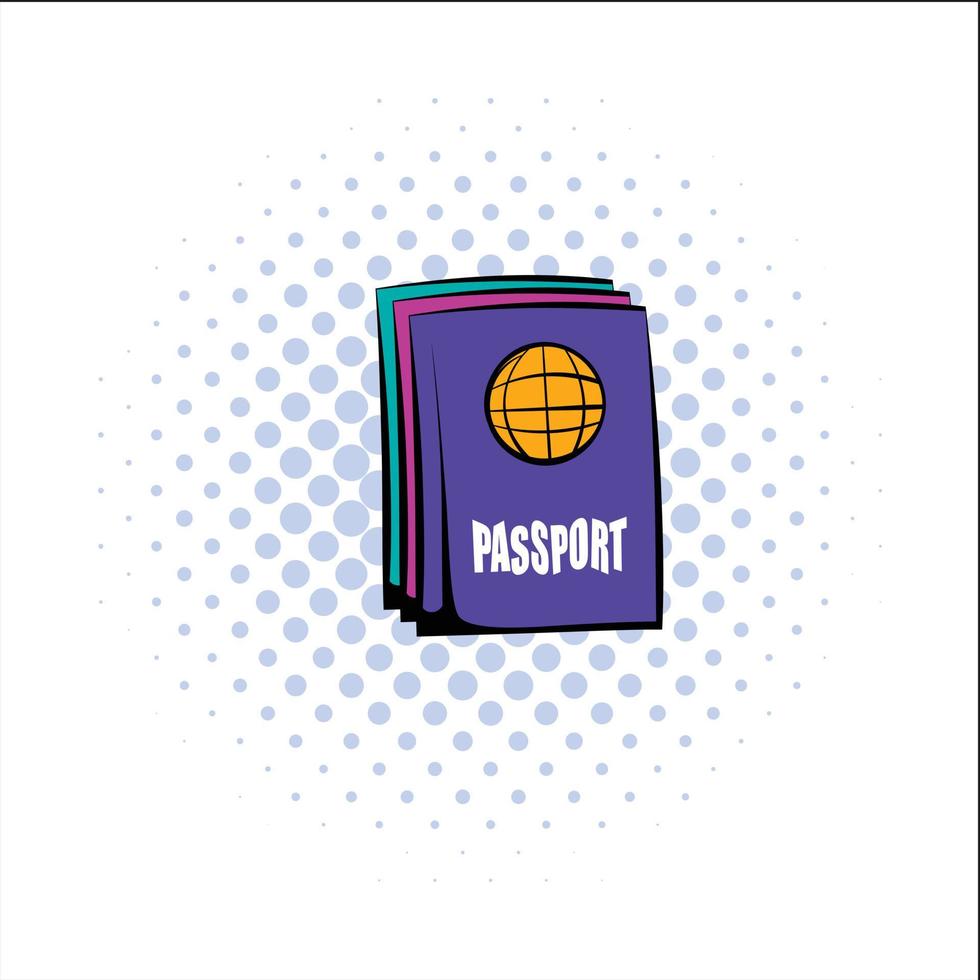 Passport comics icon vector