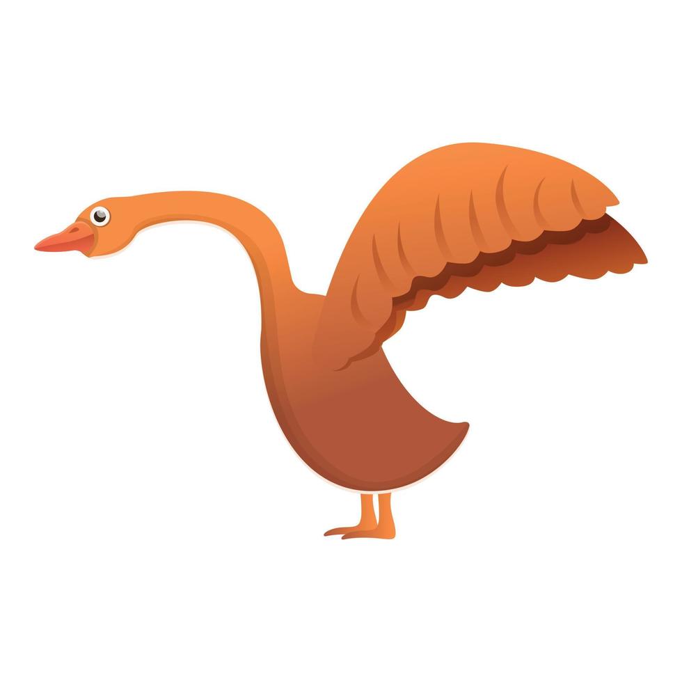 Nervous goose icon, cartoon style vector
