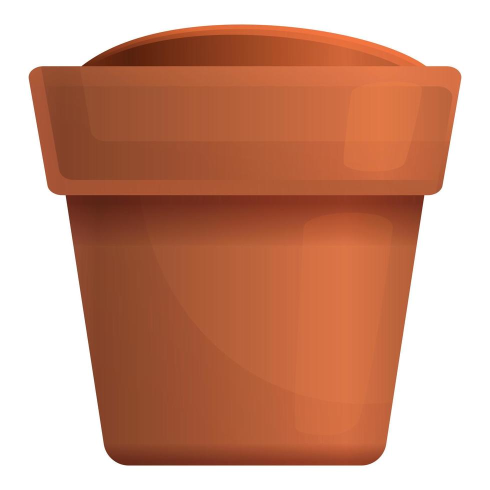 Soil in plant pot icon, cartoon style vector