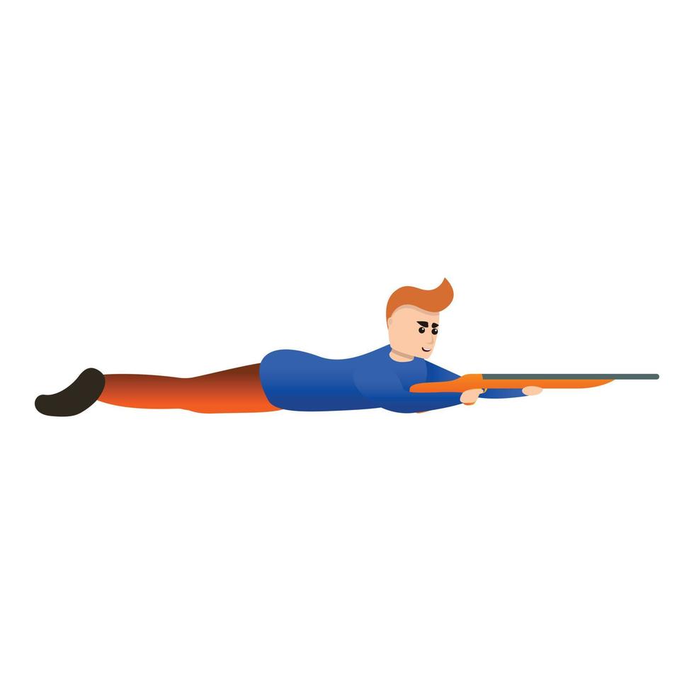 Shooter lay on ground icon, cartoon style vector