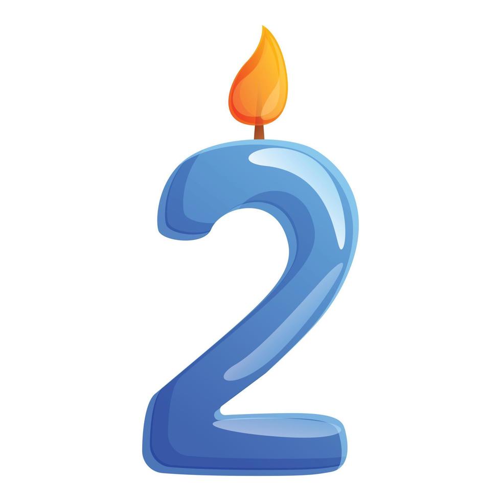Second number candle icon, cartoon style vector