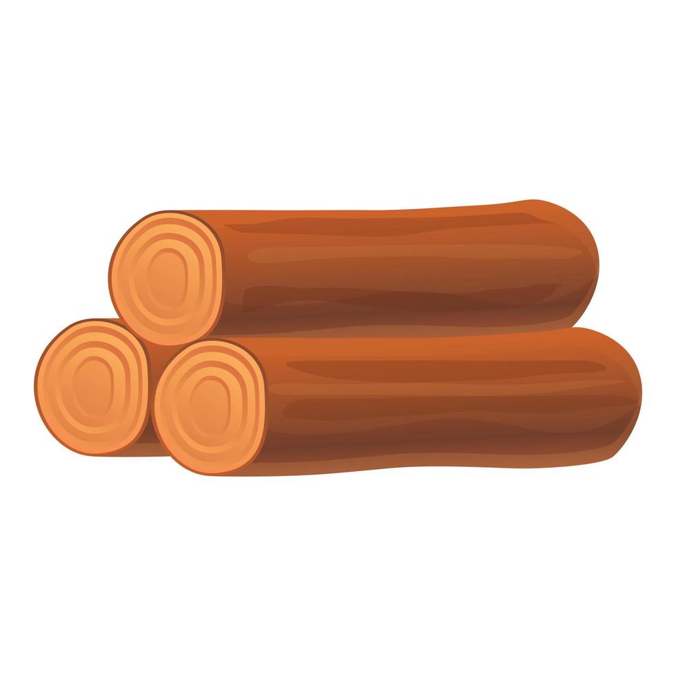 Wood roll stack icon, cartoon style vector