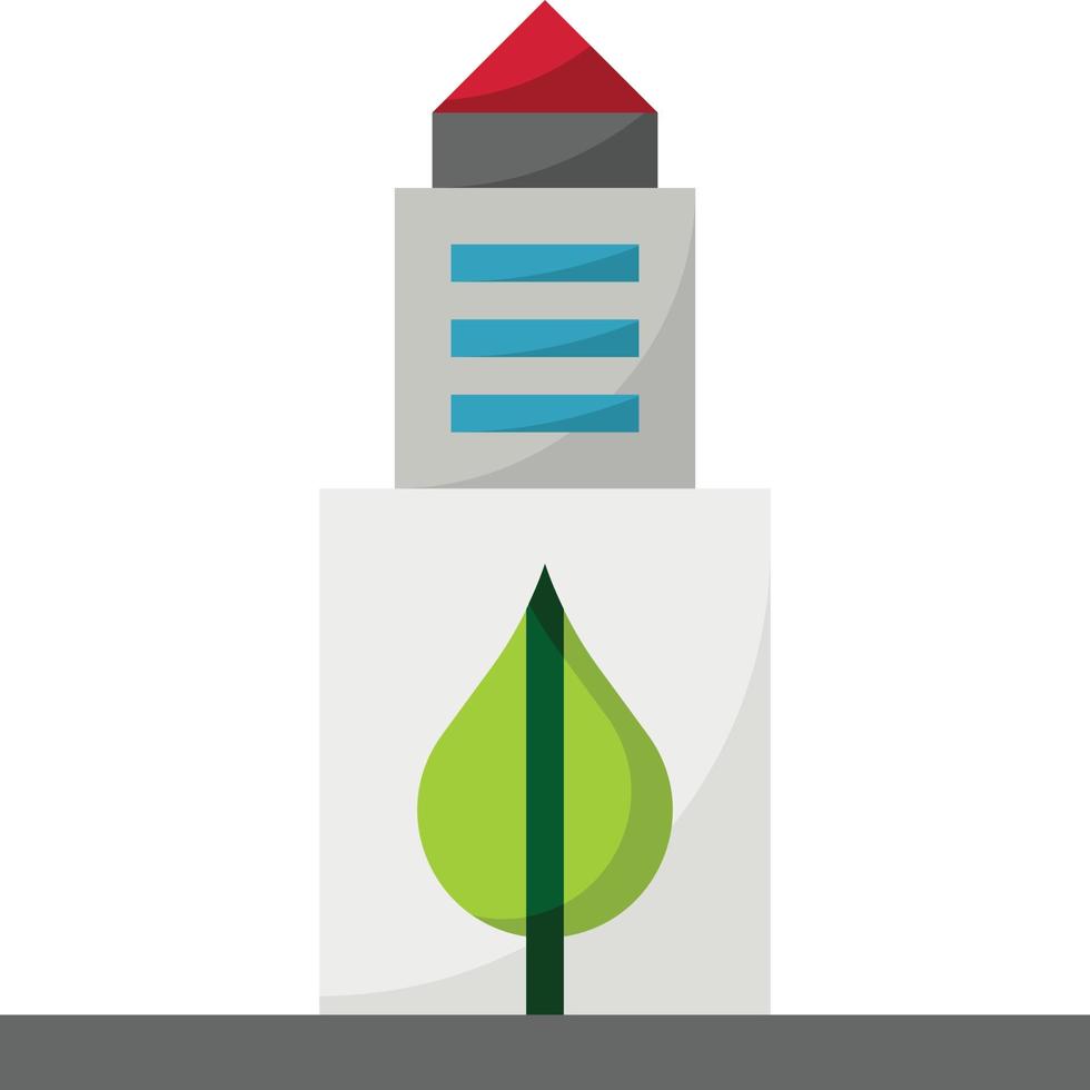 edificio ecológico verde ecología limpia - icono plano vector