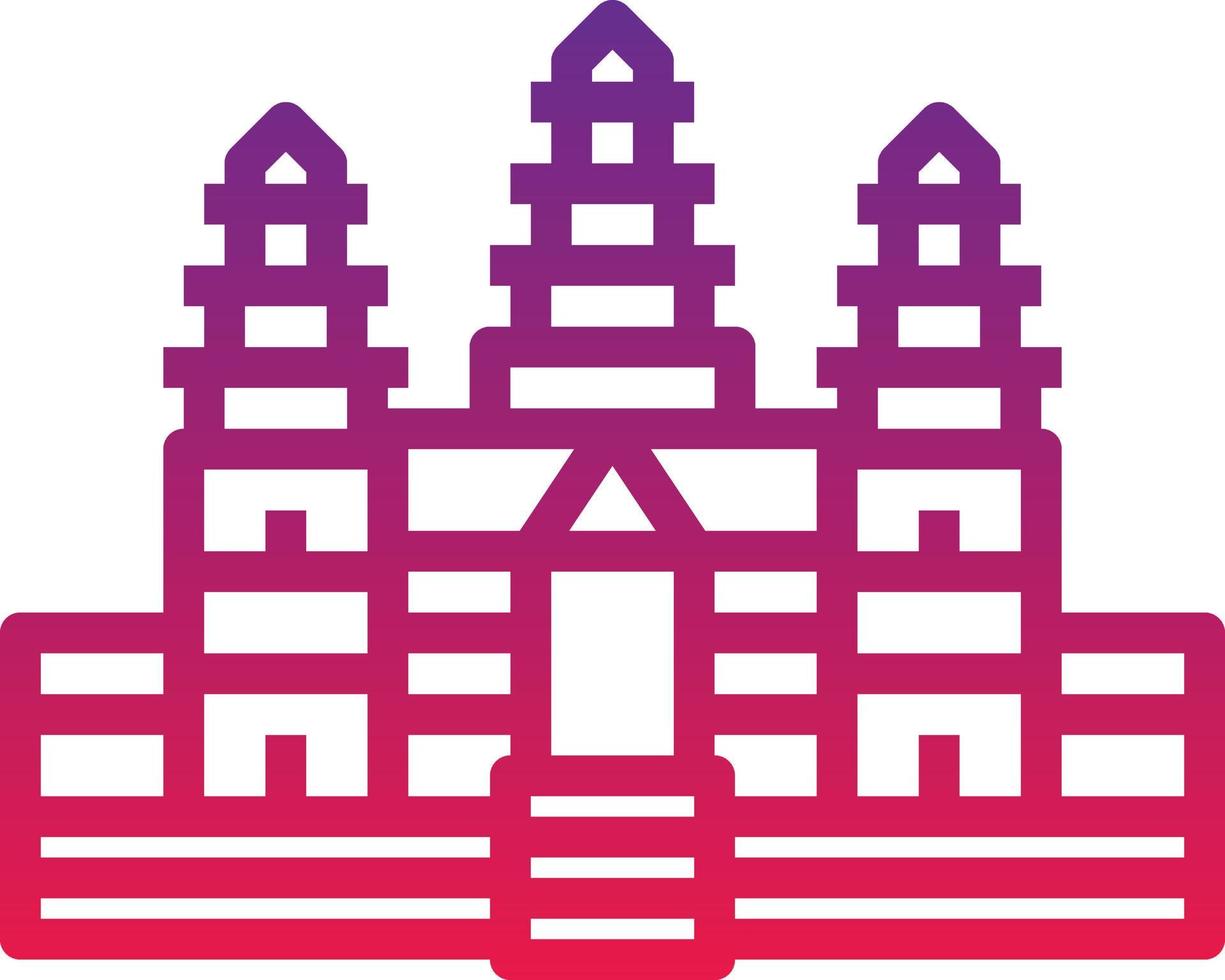 angkor wat, camboya, hito, siem reap, edificio, -, gradiente, icono vector