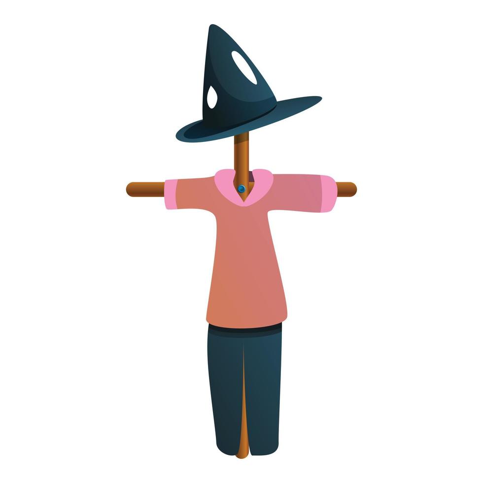 icono de espantapájaros de otoño, estilo de dibujos animados vector