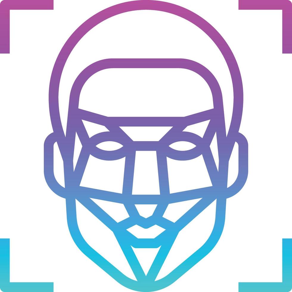 facial recognition scan ai artificial intelligence - gradient icon vector