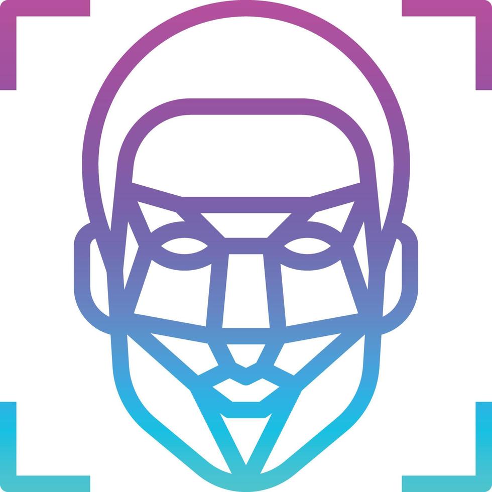 facial recognition scan ai artificial intelligence - gradient icon vector