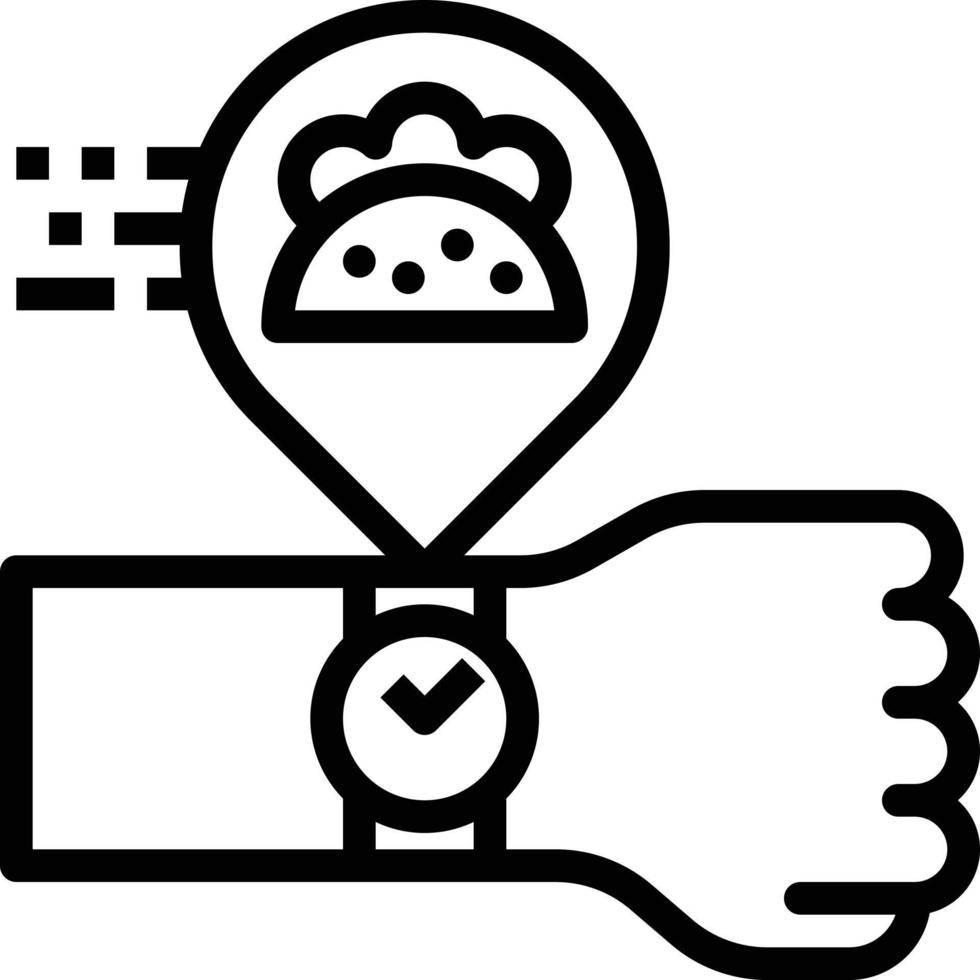 time wait taco food delivery - outline icon vector
